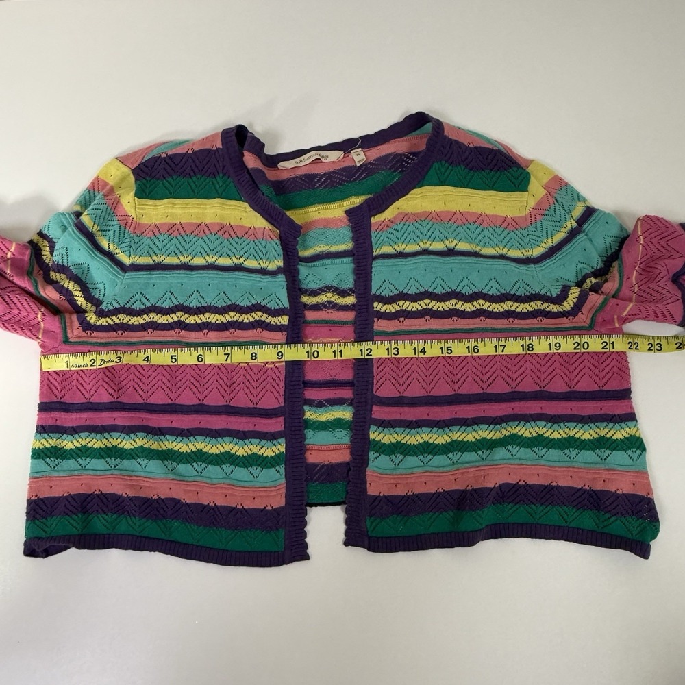 Soft Surroundings Sweater Women's XL Colorful Stripe Cardigan Bell Sleeve Top - Picture 6 of 12